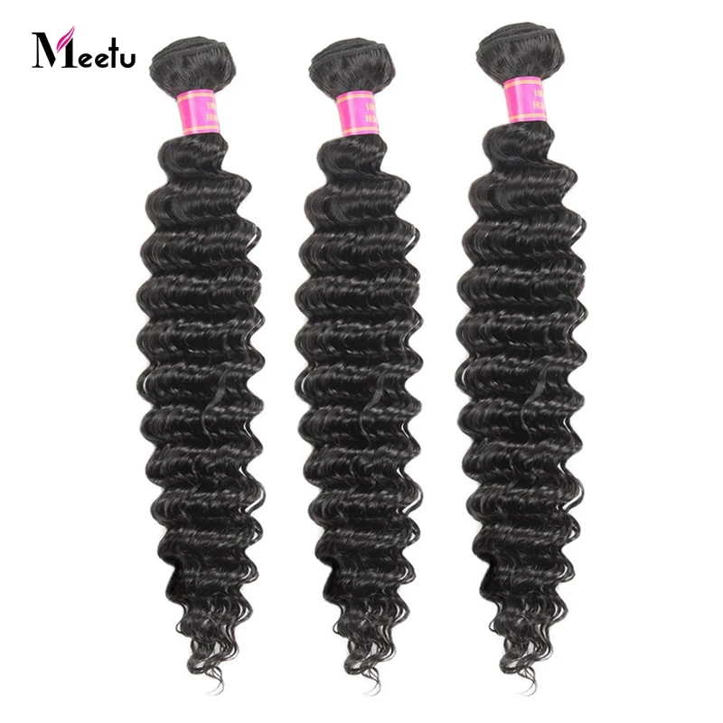 Meetu новинка 3 пучка малазийские глубокая волна волосы пучки 8 28 дюймов натуральные