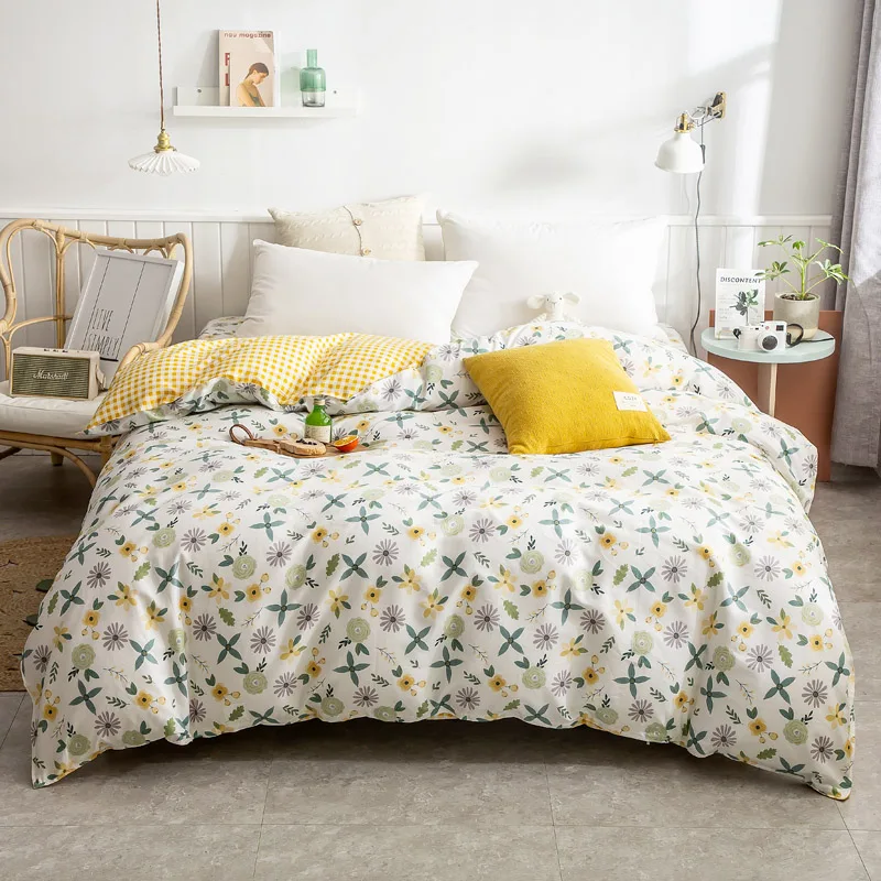 

Yaapeet 1Pc Cotton Colorful Plaid Duvet Cover Plant Printed Quilt Cover High Quality Winter Warm Bed Protect Without Pillowcase