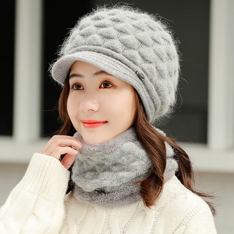 Зимние шапки для мужчин шарф вязанные кепки маска Warm капот Теплые Мешковатые