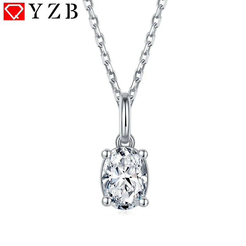 

QYZB 1 Cart D Color Moissanite 925 Silver 18k Gold Plated Pendant Necklace for Women Engagement Wedding Party Fine Jewelry Gift