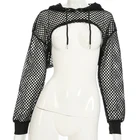 Женская сексуальная сетчатая Пляжная накидка, укороченный топ, просвечивающий солнцезащитный сетчатый топ с длинным рукавом, футболки в сеточку, облегающая футболка, уличная одежда