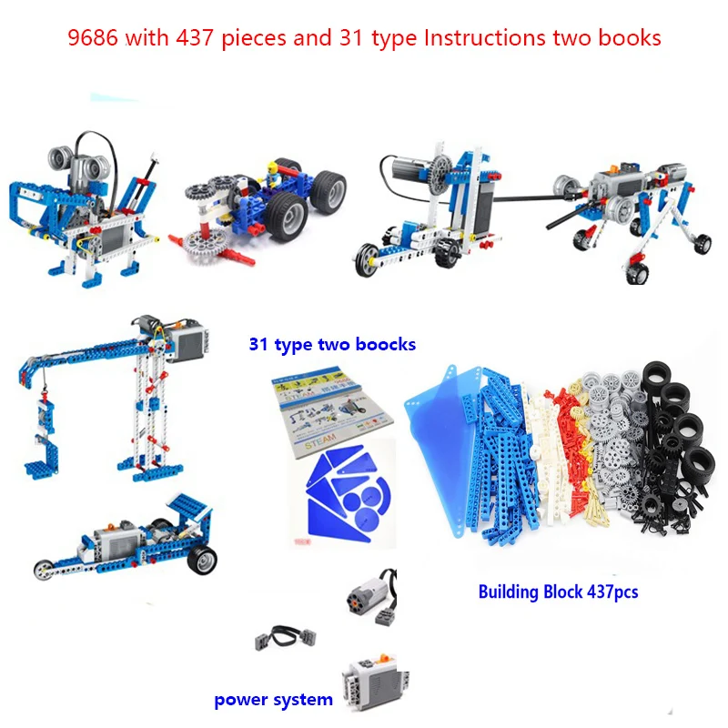 

437Pcs Technical parts Technology MOC Parts 9686 Educational school student Learning Building Blocks power function Set for kids