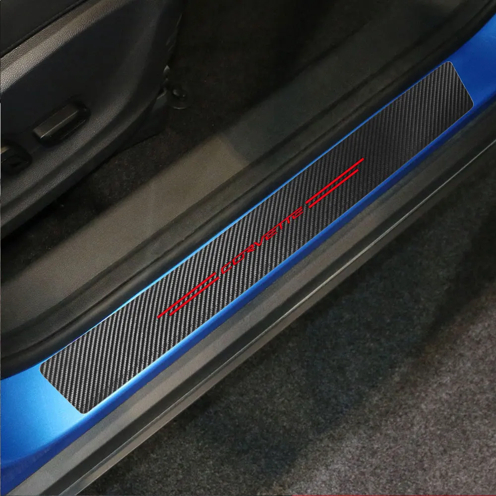 4 шт. наклейки на пороги автомобиля из углеродистой кожи |