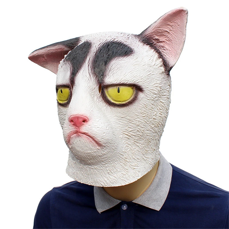 Маска животного на вечеринку для Хэллоуина латексный косплей костюм белого кота