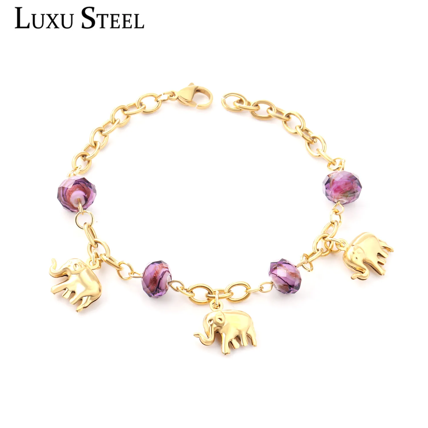 Роскошные Милые Браслеты с изображением слона для маленьких девочек фиолетового