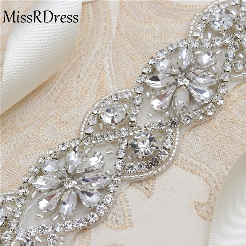 Женский ремень MissRDress с серебристыми кристаллами и стразами ручной работы JK818|wedding