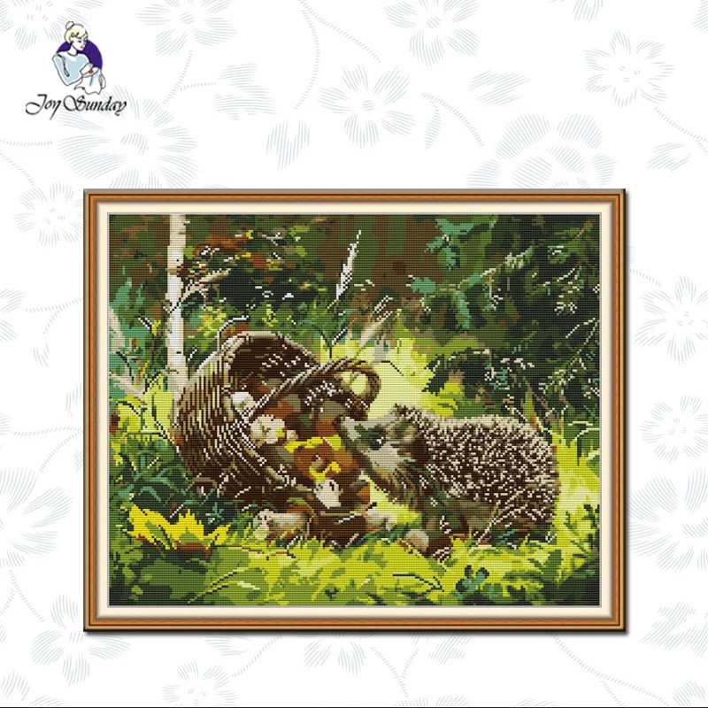 

Joy Sunday,Little hedgehog animal print cross stitch kit 14ct11ct Chinese cross stitch needlework embroidery set home decoration