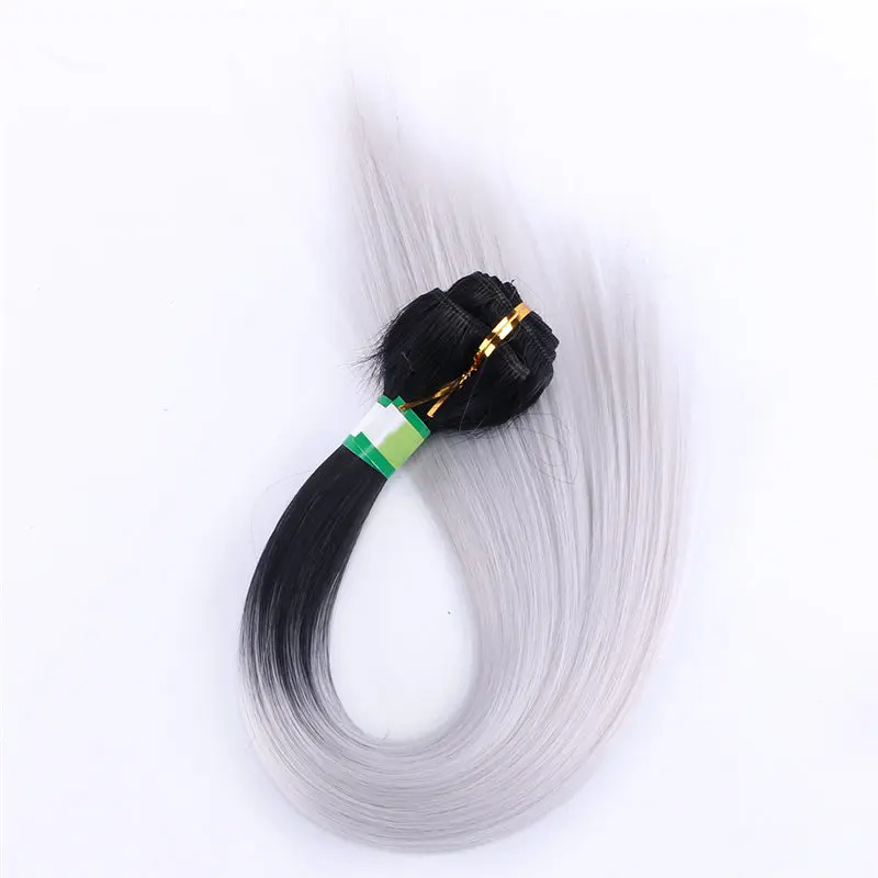 T1B-light grey Высокая температура волокна прямые волосы пряди 70 г один кусок мягкие Омбре синтетические волосы для наращивания - Цвет: T1B-light grey