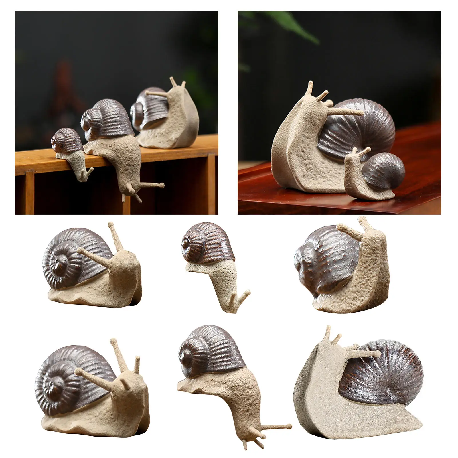 

Керамические маленькие украшения в виде улитки бонсай