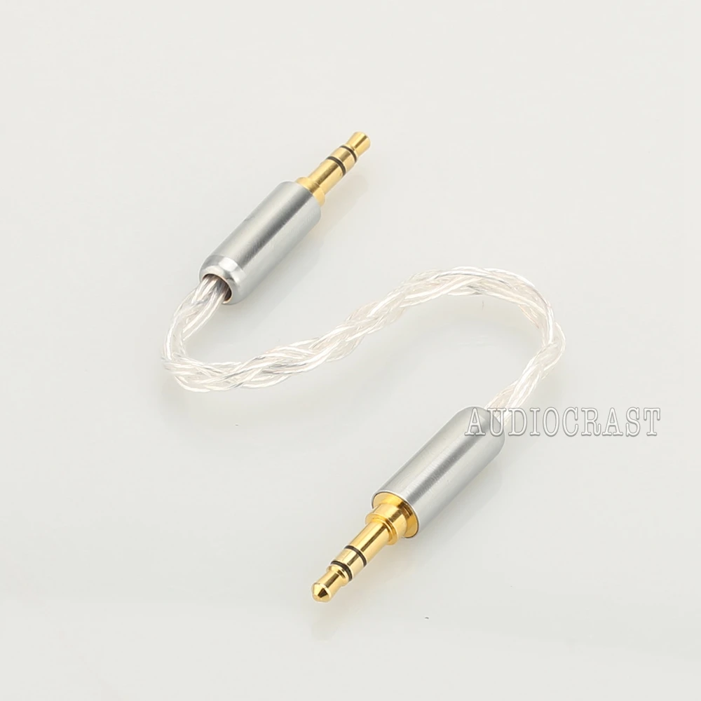 

Audiocrast 10cm Silver Plated 3.5mm Male to 3.5mm Male Stereo Audio Hifi Audio cable car AUX wire jump cable