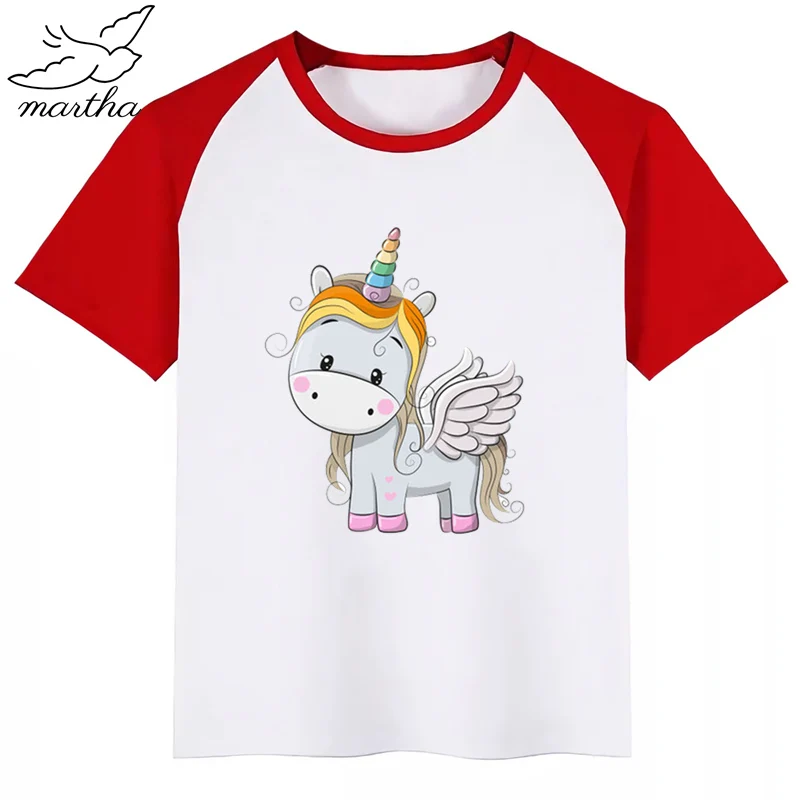 Милая футболка с рисунком единорога для мальчиков и девочек Забавная детская