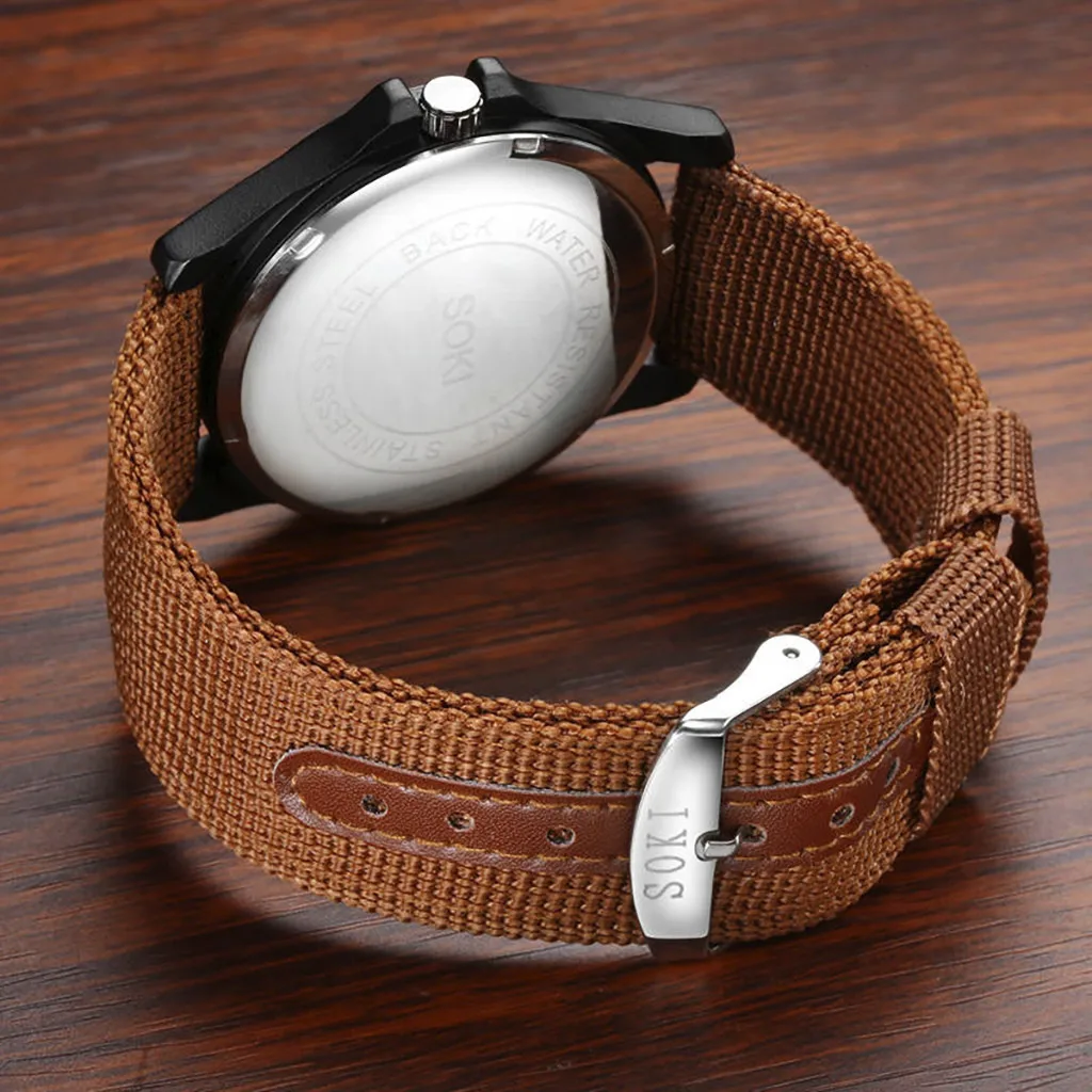 

Fashion Men's Military Watch Retro Simple Men Business Woven Nylon Belt Calendar Quartz Watch Wristwatch Relogio Masculino