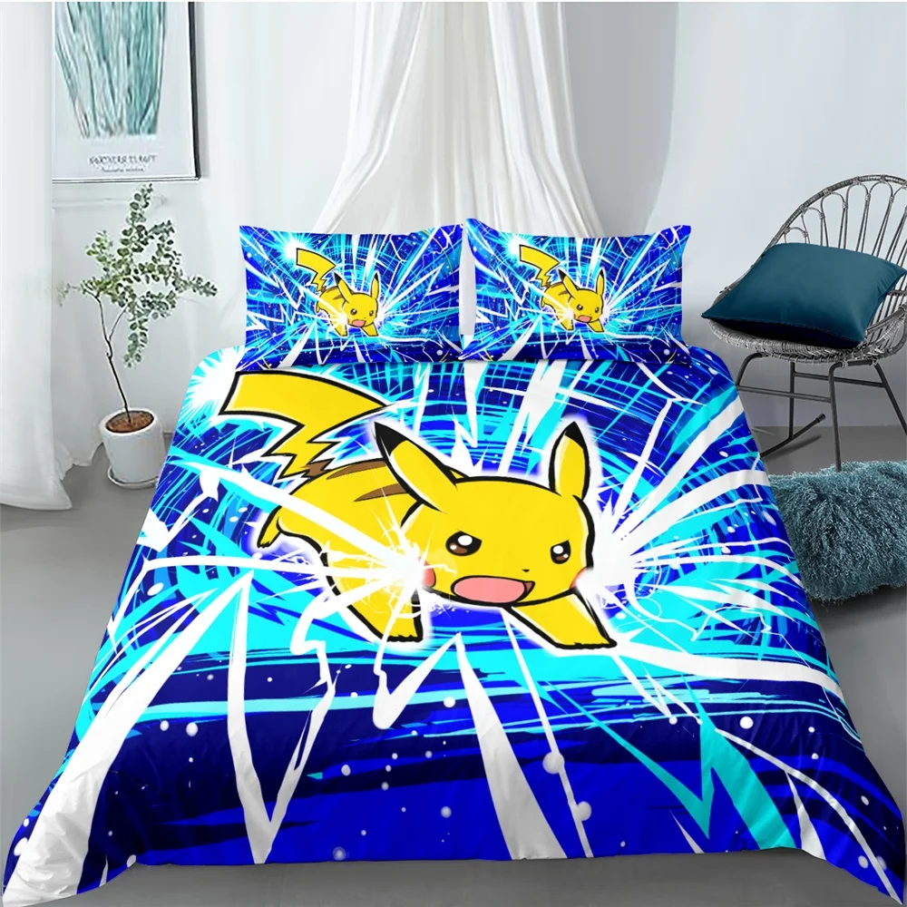Pika chu Poke mon набор пододеяльников с аниме Комплект постельного белья для девочек из