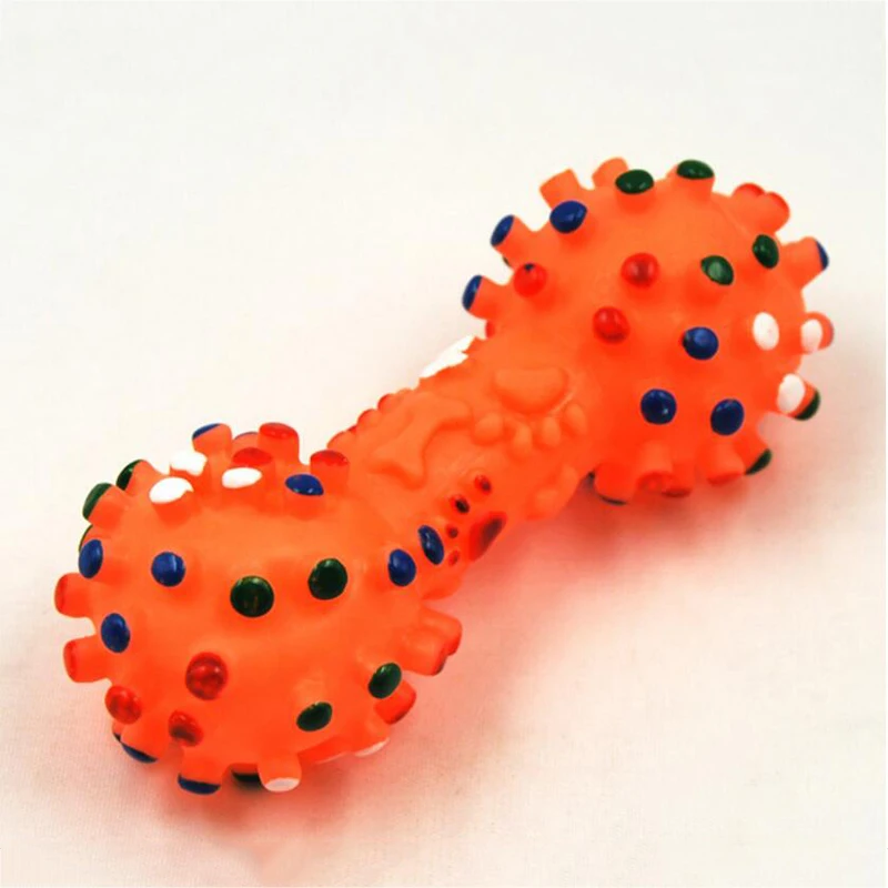 Бесплатная доставка игрушек собаки любимчика звуки форма гантели скрипучий