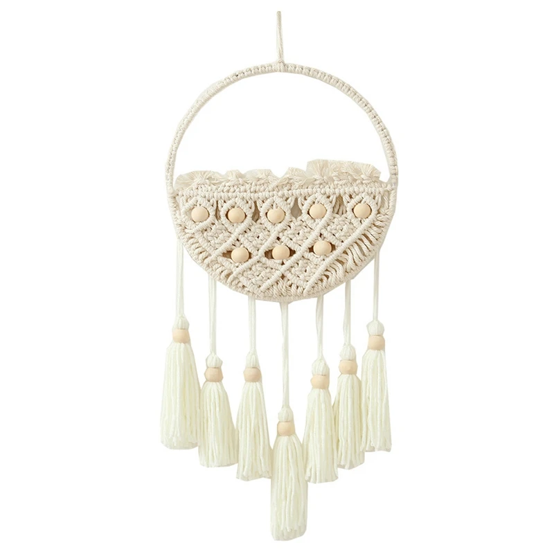 

Cotton Macrame Basket Hanging,Tapestry Circle Net Bag,Wall Plant Hanger Boho Kitchen Decor,Hanging Basket for Kitchen