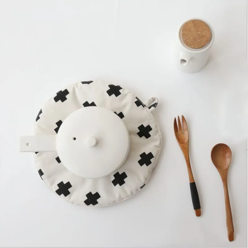 INS Скандинавская черно-белая круглая подстилка хлопковая подставка нескользящий