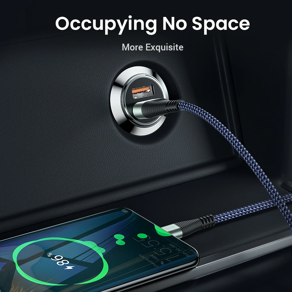 PD QC автомобильное зарядное устройство 5 А с двумя USB-портами и светодиодной