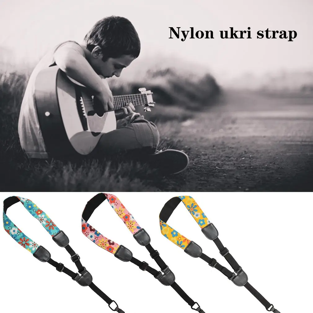 

Ethnic Style Ukulele Strap Durable Adjustable Printing Ribbon Clip-on Hawaii Guitar Belt Sling Instrument Guitar Accessories