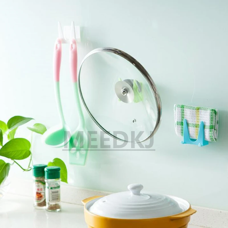 1PCS Wall housekeeper plastic kitchen pot shell cover oil tools stand Kitchen double-sided adhesive multi-purpose sponge storage | Дом и сад