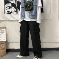houzhou hippie streetwear black cargo pants women korean fashion oversize hip hop wide leg trousers for female dark academia