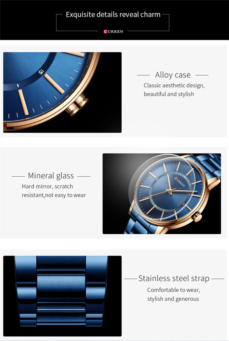Часы наручные CURREN Мужские кварцевые спортивные брендовые роскошные в стиле