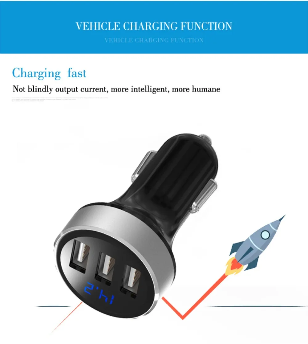 MOSUNX LEDHigh качество smart AP03 портативный 3USB порт автомобильное зарядное устройство Быстрая зарядка дорожный адаптер UQ для samsung xiaomi huawei