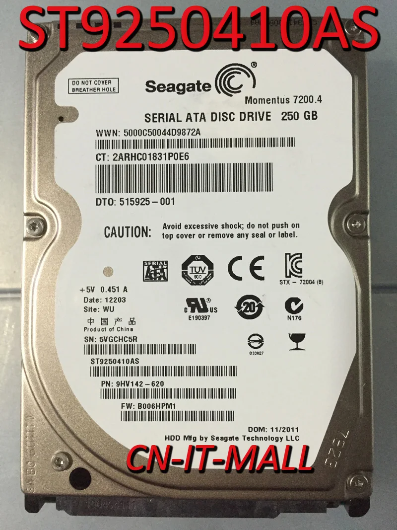 

Pulled 2.5 7200rpm 16M Sata ST9250410AS 250G HDD