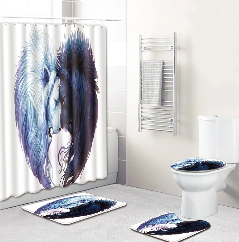 Водонепроницаемая занавеска для душа Zeegle ванной комнаты с принтом коврик