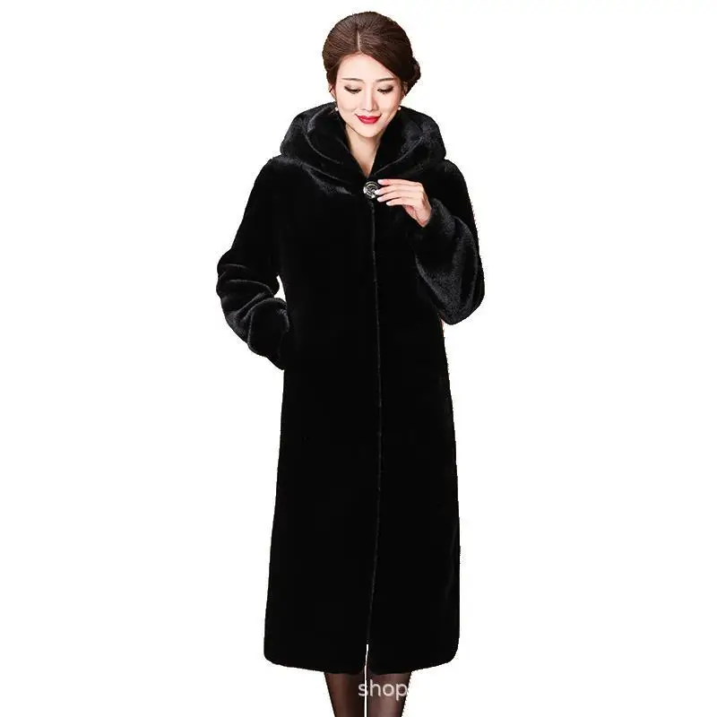 Real Mink Coat Hooded Women Natural Fur Mink Long Coats Winter Jacket With Hood 2021 Fashion Long Sleeve Fur Mink Coat Big Size