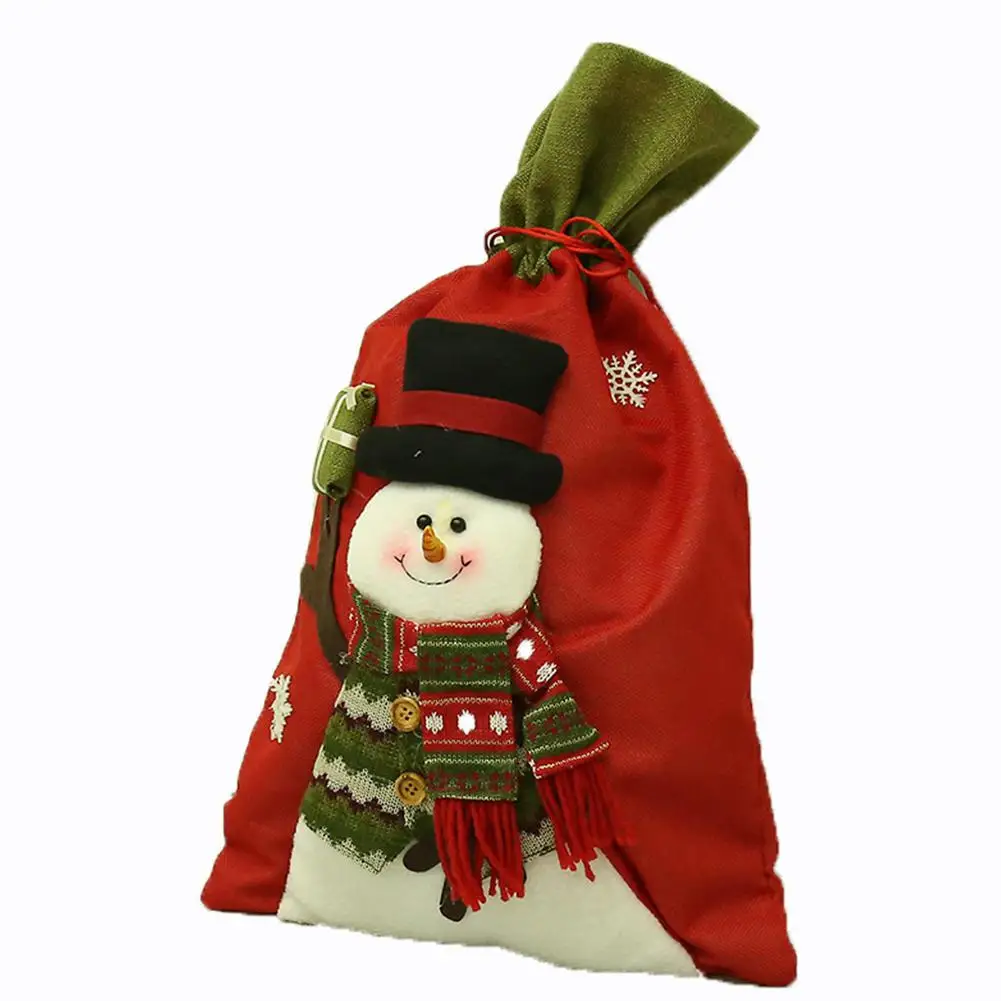 3D Новый большой Рождественский подарок сумка Санта Клаус Снеговик упаковка для