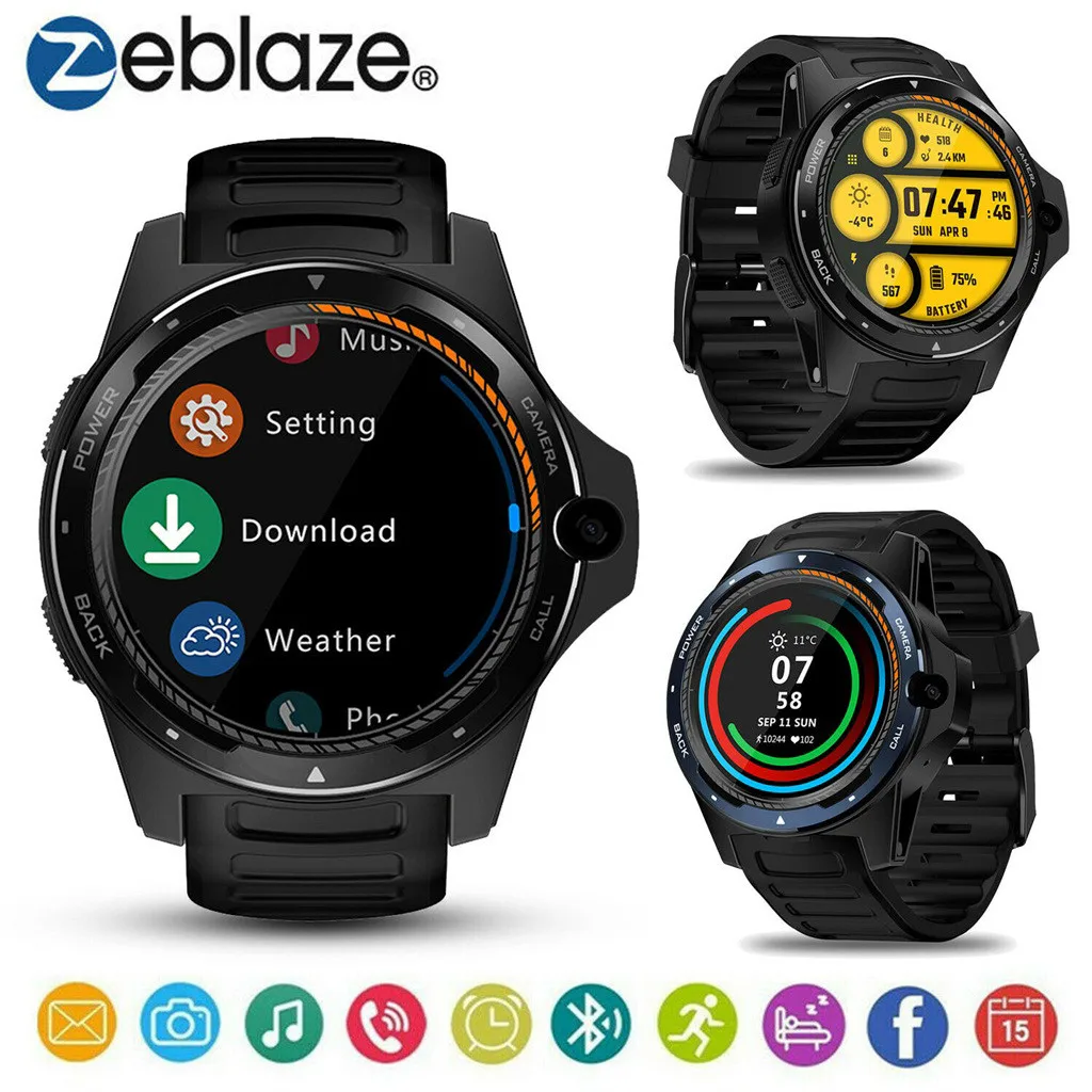 Умные часы Zeblaze Thor 5 1 39 дюйма GPS BT4.0 4G RAM2GB + ROM16GB шагомер пульсометр 8 0 МП фронтальная