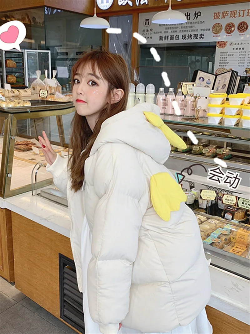 Женское пальто Осень-зима Ins с крыльями пузырчатое Пара толстых теплых хлопковых