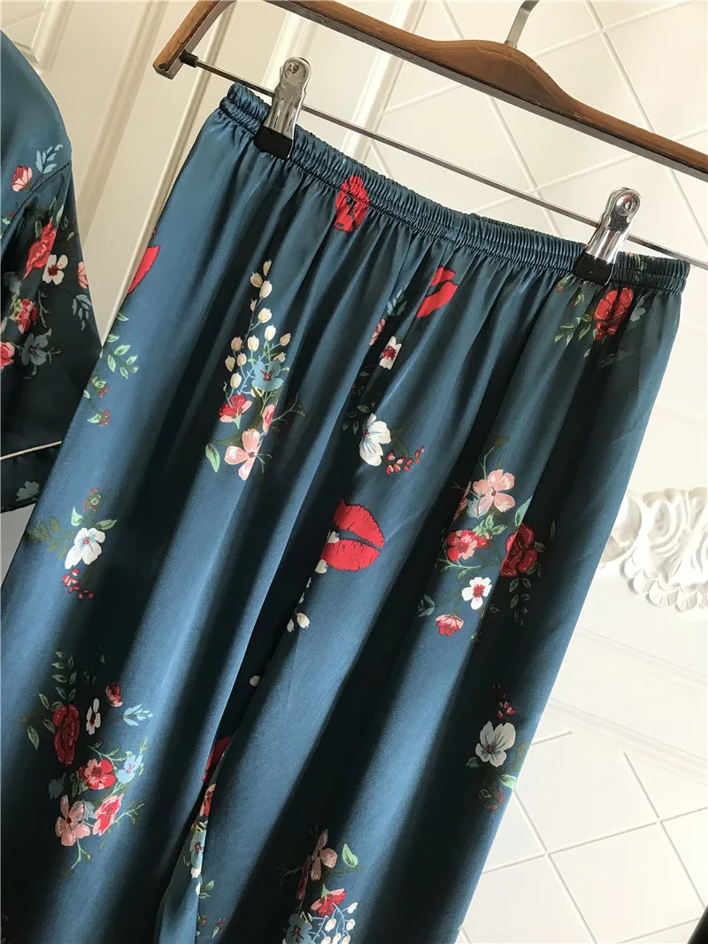 Женская шелковая атласная пижама пижамный комплект с коротким рукавом Пижама