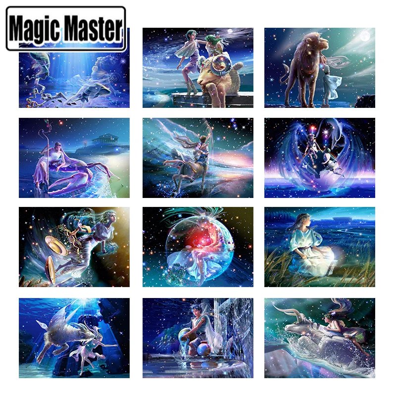 Алмазная 5D картина сделай сам 12 созвездий зодиака круглая вышивка стразы стикер