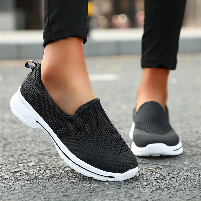 

Plus Size 42 Breathable Mesh Platform Sneakers Women Slip on Soft Ladies Casual Running Shoes Woman Sock Shoes Flats