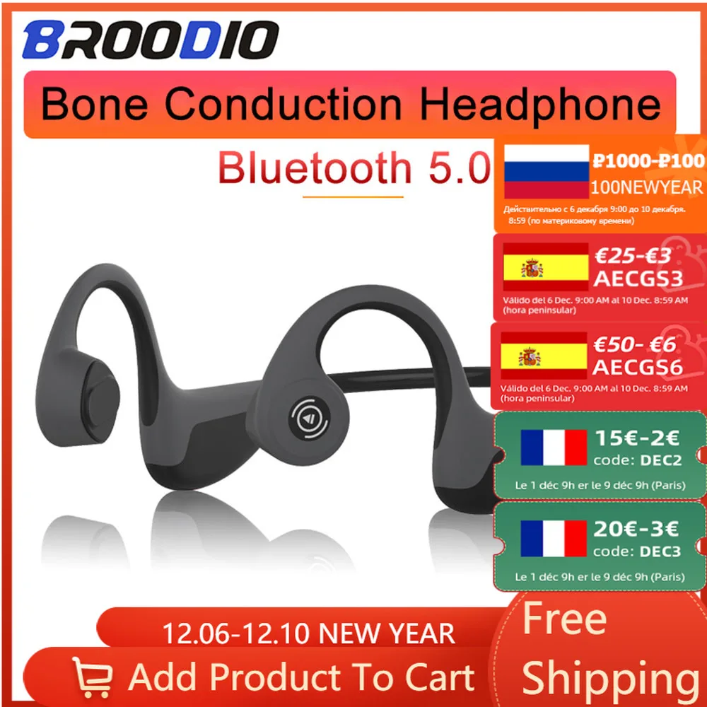 

Support Bluetooth 5.0 Connection Wireless Bone Conduction Headphones For Outdoor Sports Earphone For IOS Android Phone Headphone