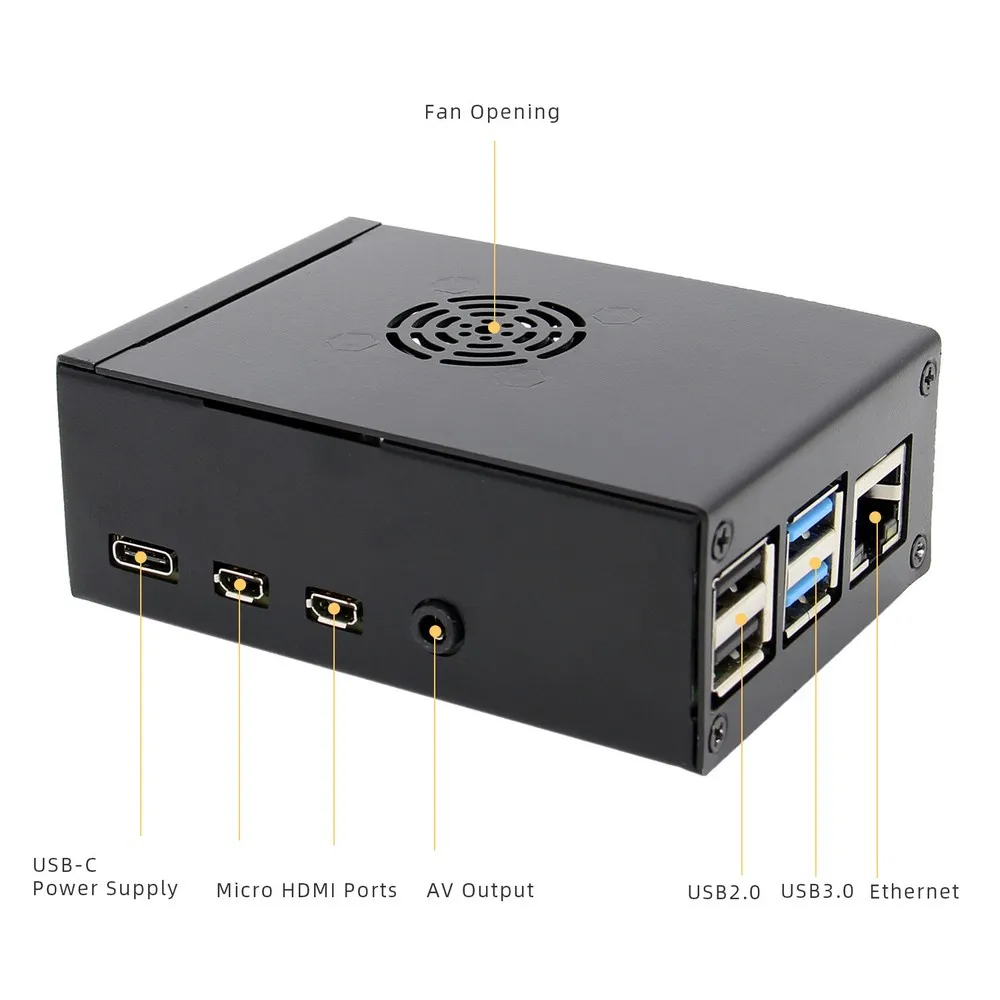 Защитная коробка для Raspberry Pi 4 Model B металлический чехол с охлаждающим