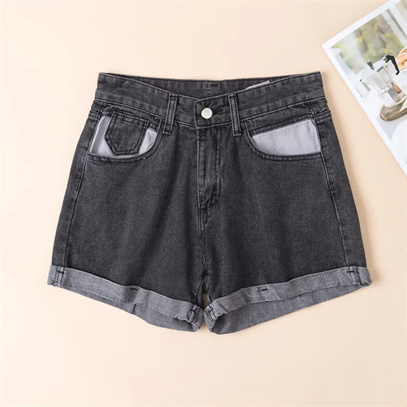 

POUNGDUDU 2021 Summer Women's Denim Shorts Women Jeans For Girl Hot Pants Crimping Female High-Waisted Student Sweet Casual