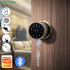 Дверной смарт-замок Tuya со сканером отпечатков пальцев, Bluetooth-шлюз, мост, Wi-Fi, 5 способов разблокировки, с механическим ключом, легко заменяемый