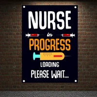 nurse in progress loading please wait motivational workout posters wall chart exercise bodybuilding banners flags gym decor