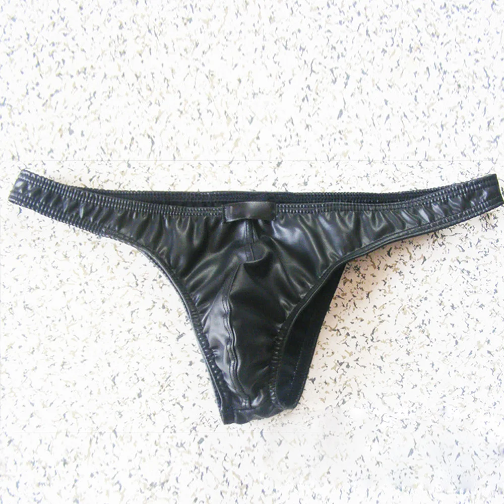 Мужские трусы стринги G-string y-передние Черный M/L/XL Летнее мужское кожаное нижнее