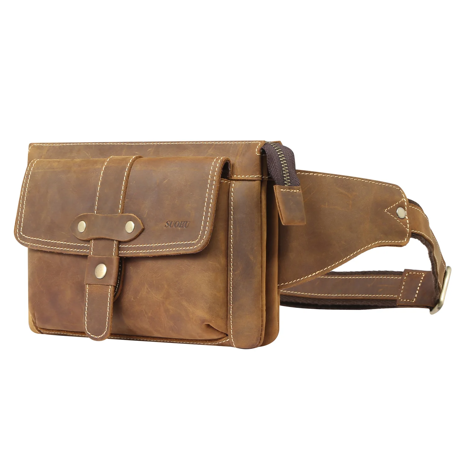 

Waist Bag For Men Genuine Leather Wallet Pack Pocket Hip Holster Crossbody Shoulder Phone Case Chest Bum Fanny Male Purse Belt