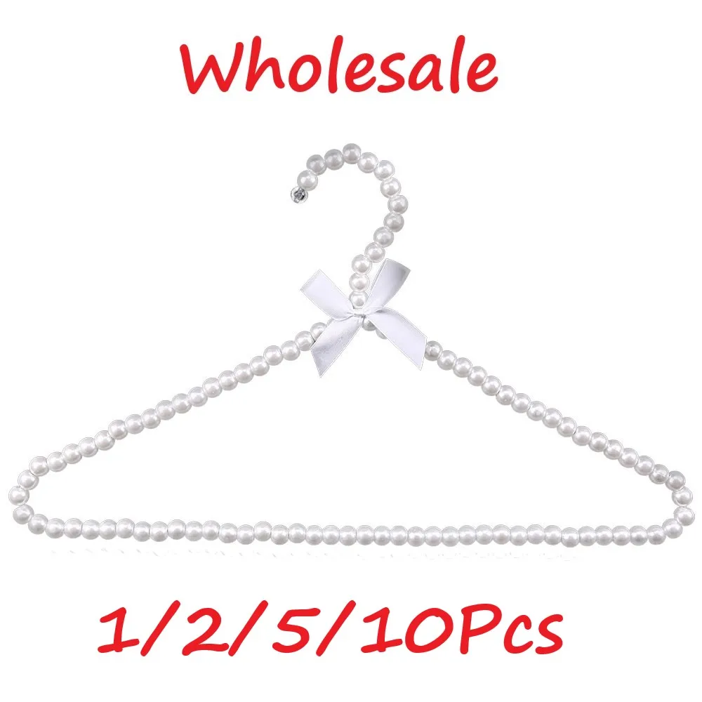 

1/2/5/10Pcs Clothes Pearl Hanger 40X23CM Plastic Beaded Bow Clothes Hangers Dress Coat Closet Organizer Dry Rack Storage