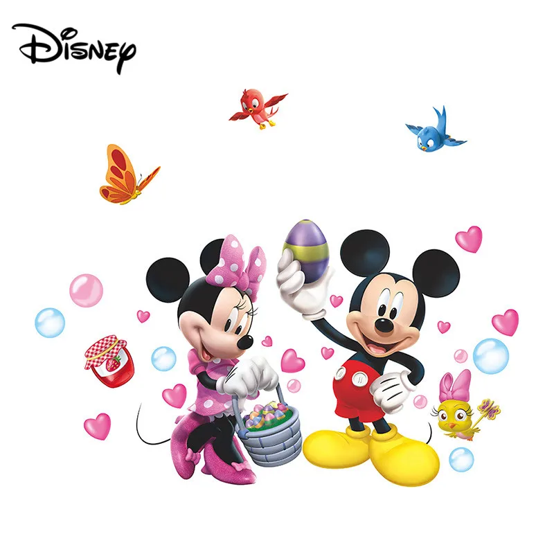 Съемные Мультяшные стикеры Disney наклейки Микки Маус для детской комнаты
