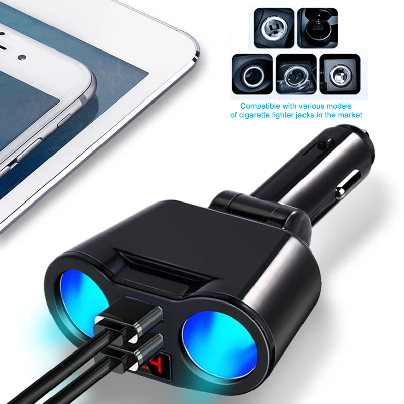 

Car Cigarette Lighter Socket Splitter Charger Dual USB QC 3.0 Quick Charge 12V Auto Cigarro Eletrônico Sockets Power Adapter