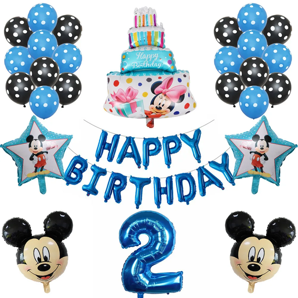 

1 set Mickey Minnie Mouse Foil Balloon 32inch Number Latex Balloon baby 1 2 3 4 5 6 st Birthday Party Decoration Kids Toy Globos