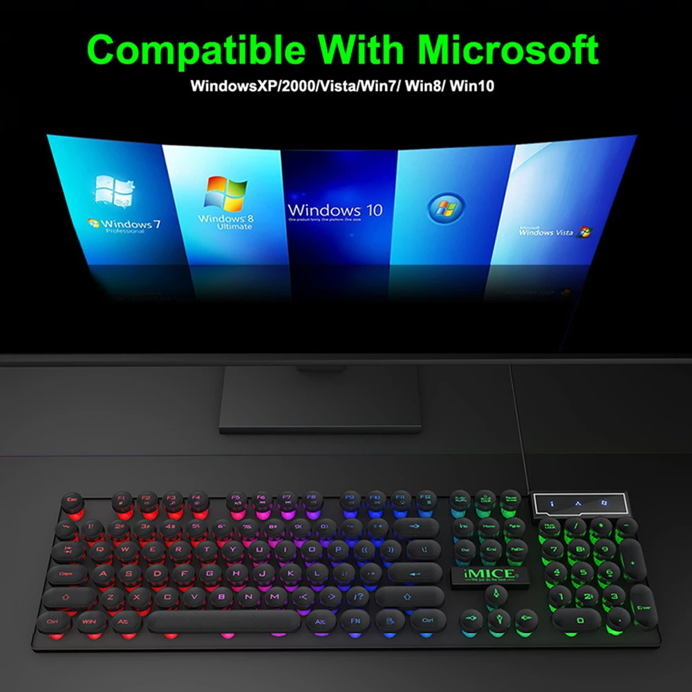Механическая клавиатура iMICE AN-800 проводная игровая с RGB подсветкой защитой от