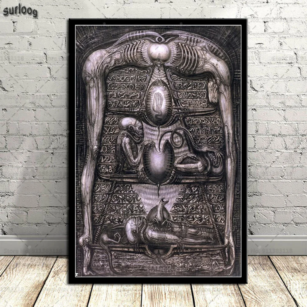 Картина на холсте Hr Giger Li II Alien настенный постер с изображением инопланетянина