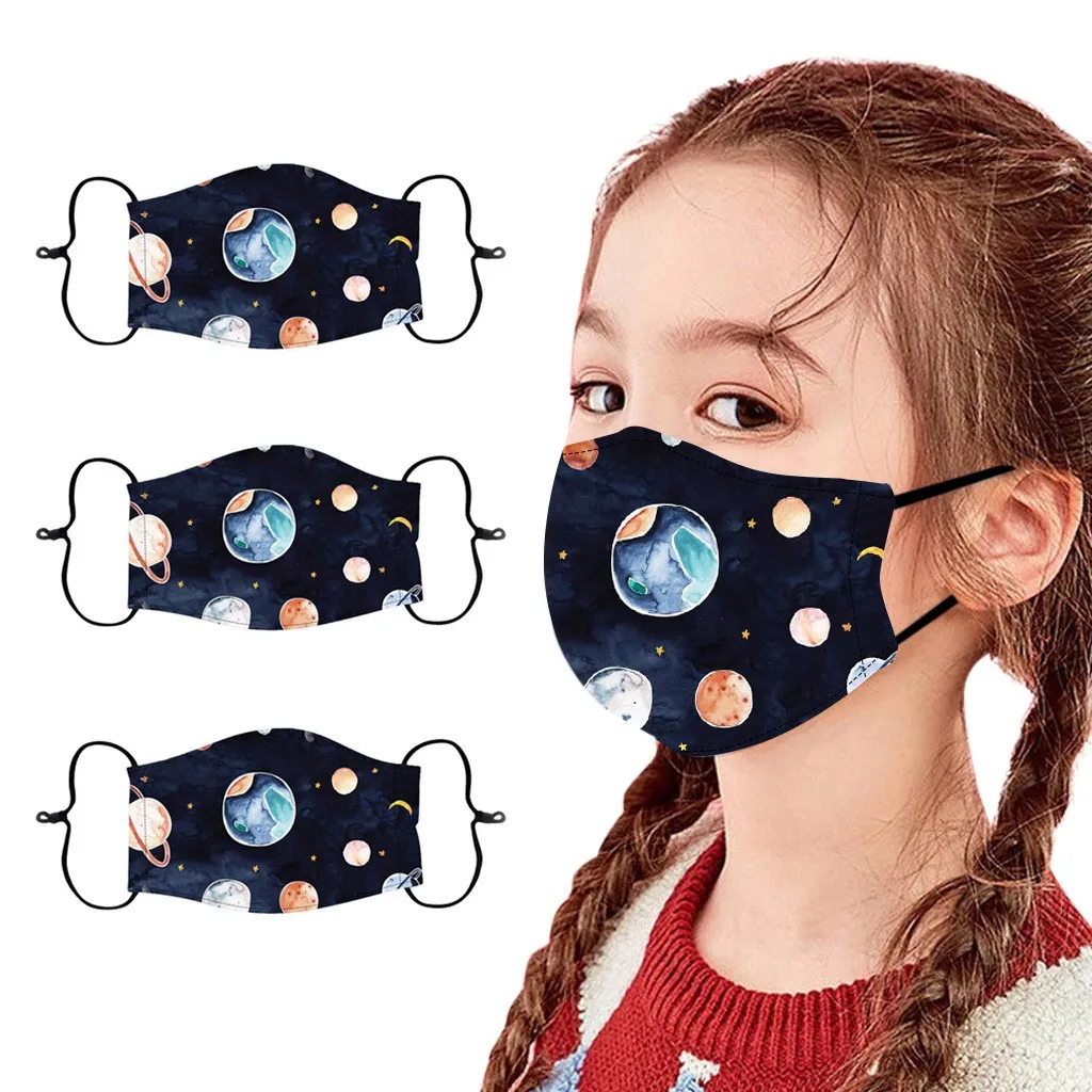 

3PCS Breathable Child Kids Breathable Filter Protect Thin Type Mask Cartoon Mask Protection Face Mouth Mask