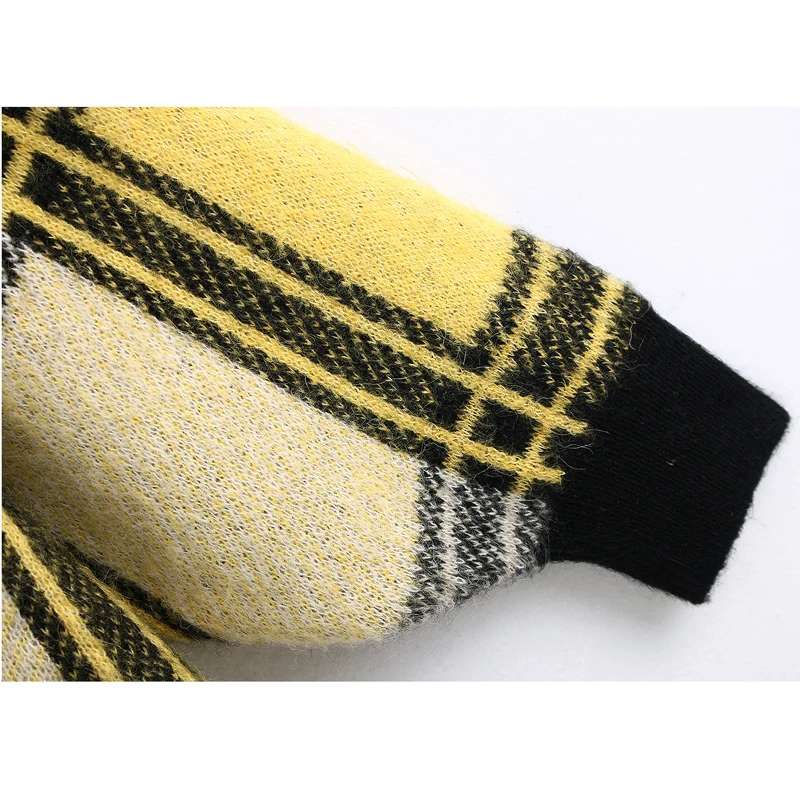 Однобортный свитер для женщин модный свободный с V образным вырезом элегантные